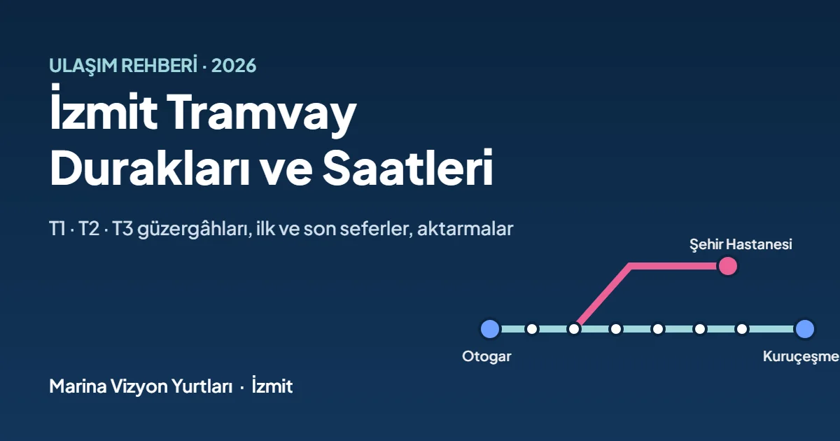 İzmit tramvay durakları ve saatleri rehberi